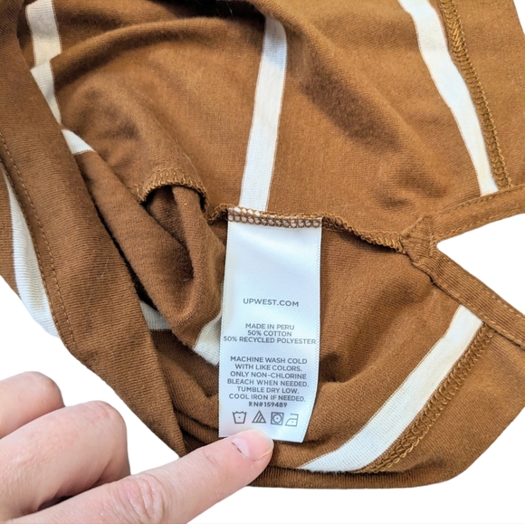 UpWest Striped Perfect Pocket Tee Golden Stripe White Cream Large - Picture 6 of 7
